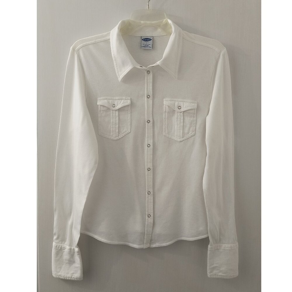 Vintage '01 Y2K Old Navy Tailored Western White Button-up Shirt - Women's Large